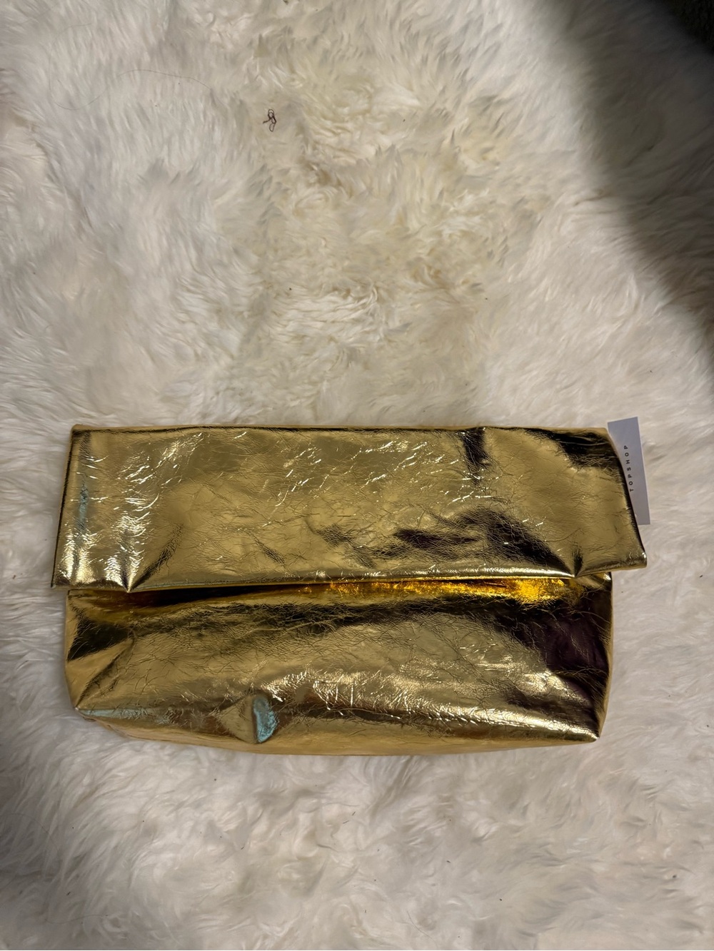 Topshop Gold Metallic Fold-Over Clutch